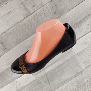 Born Shoes Womens 7.5 38.5 Leather Ballet Flat Bronze Buckle Detail EUC